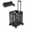 70L Foldable Rolling Cart Crate With Wheels Collapsible Basket With Telescopic Handle Black/White